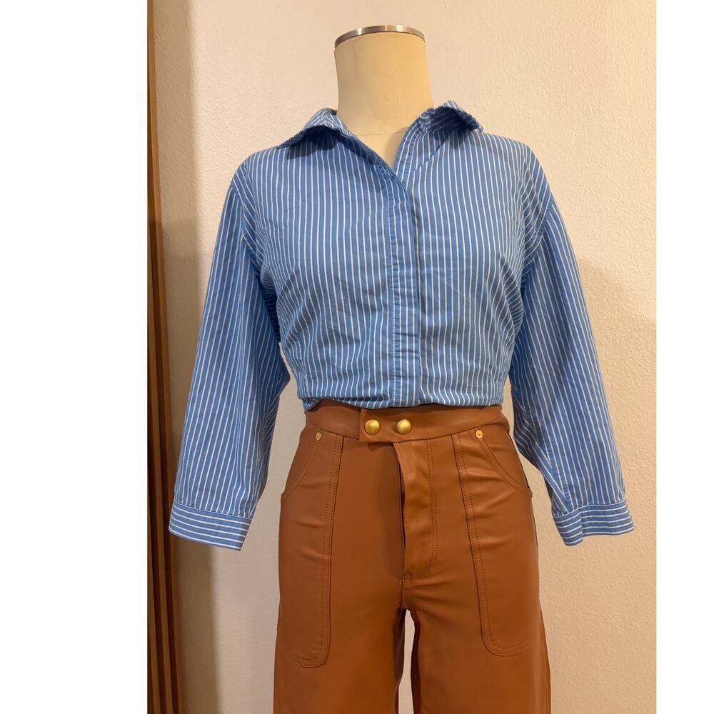 BLANKNYC The Baxter Faux Leather Pants High Rise Wide Leg Brown Size 25 - Picture 3 of 5